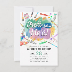 Budget Dress for a Mess Paint Painting Birthday Card