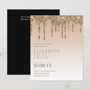 BUDGET Dripping Glitter Bridal Shower Invitations