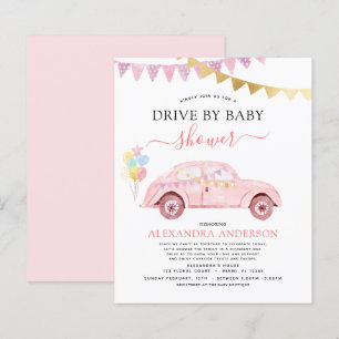Budget Drive By Baby Shower Blush Pink Gold Foil