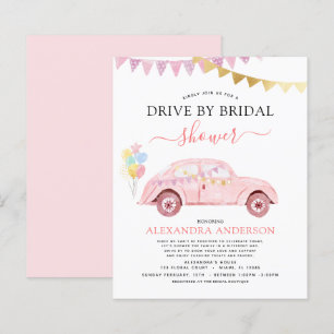Budget Drive By Bridal Shower Blush Pink Gold Foil