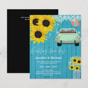 Budget Drive-BY Wedding Invites -Cartoon Couple