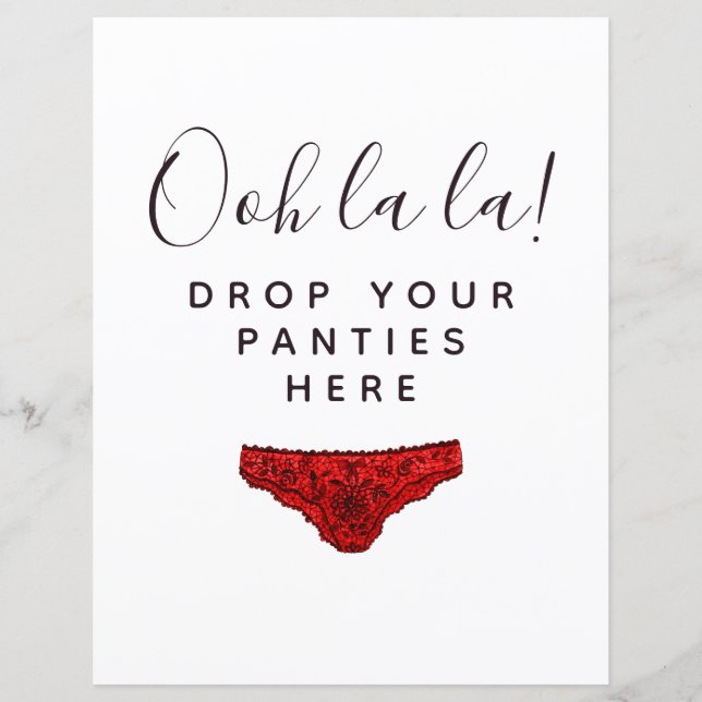 BUDGET Drop Your Panties Here Bridal Shower Sign (Front)