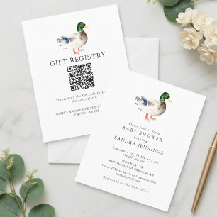 Budget Duck Baby Shower 2-sided Registry QR Code