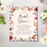 Budget Dusky Pink Flora Bridal Shower Invitation
