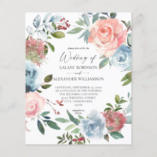 Budget Dusty Baby Blue  Blush Pink 2 Wedding Flyer