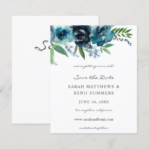 Budget Dusty Blue 2 Floral Save the Date 2