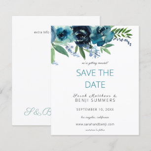 Budget Dusty Blue 2 Floral Save the Date V3