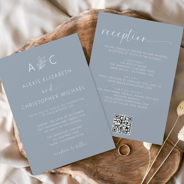 Budget Dusty Blue All In One Wedding QR Code (Creator Uploaded)