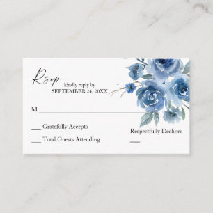 Budget Dusty Blue & Blue Floral 2SM No Meal RSVP Enclosure Card