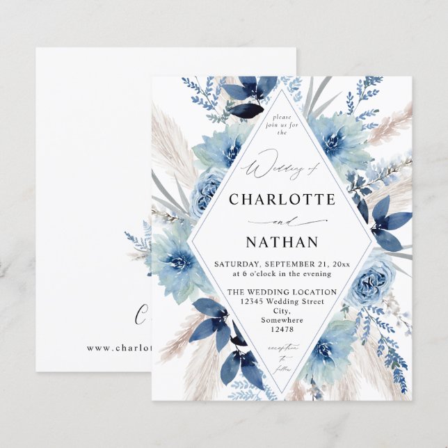 Budget Dusty Blue Boho Floral Wedding (Front/Back)