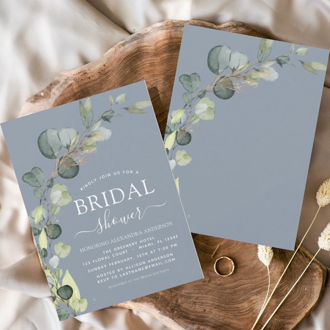 Budget  Dusty Blue Bridal Shower Eucalyptus Flyer (Creator Uploaded)