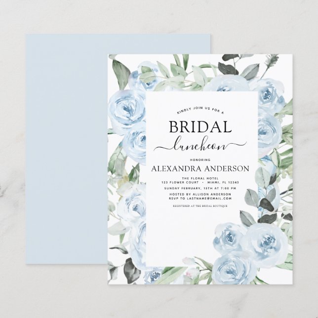 Budget Dusty Blue Bridal Shower Luncheon (Front/Back)