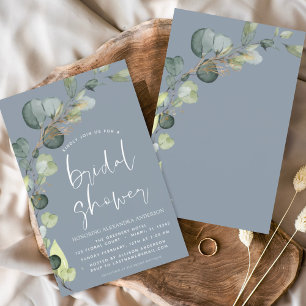 Budget Dusty Blue Bridal Shower Rustic Invitation