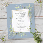 Budget Dusty Blue Bridesmaids Luncheon Invite<br><div class="desc">Featuring delicate watercolor leaves,  this chic budget bridesmaids luncheon invitation can be personalised with your special event information,  with a dusty blue background. Designed by Thisisnotme©</div>