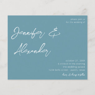 Budget Dusty Blue Calligraphy Photo Wedding V2 Flyer