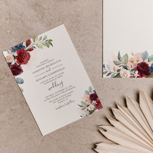 Budget Dusty Blue Eucalyptus Wedding Invitation