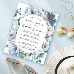 Budget Dusty Blue Floral Bridal Shower Invitation