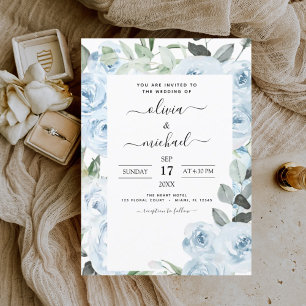 Budget Dusty Blue Floral Greenery Wedding