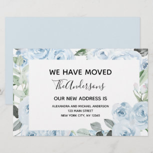 Budget Dusty Blue Floral Moving Announcement