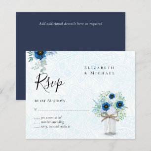 BUDGET Dusty Blue Floral RSVP Monochromatic