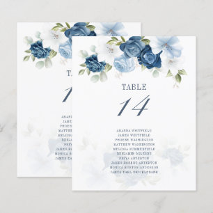 Budget Dusty Blue Floral Table Number and Seating