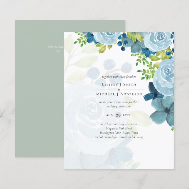 Budget Dusty Blue Floral Wedding (Front/Back)