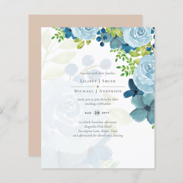 Budget Dusty Blue Floral Wedding (Front/Back)
