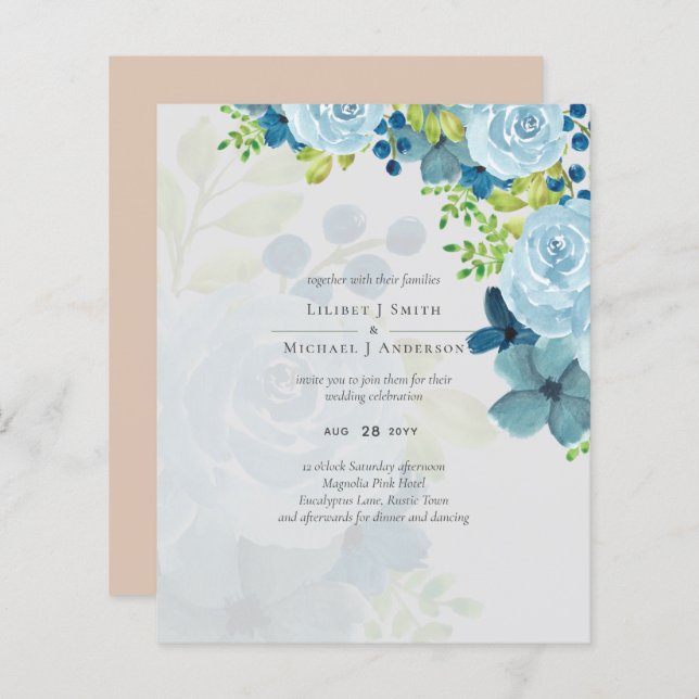 Budget Dusty Blue Floral Wedding (Front/Back)