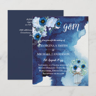 BUDGET Dusty Blue Floral Wedding Invite