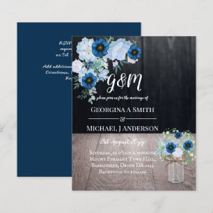 BUDGET Dusty Blue Floral Wedding Invite