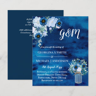 BUDGET Dusty Blue Floral Wedding Invite