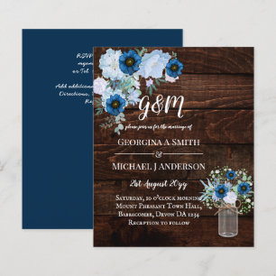 BUDGET Dusty Blue Floral Wedding Invite