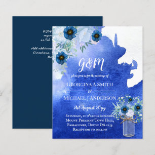 BUDGET Dusty Blue Floral Wedding Invite