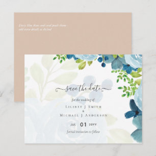 Budget Dusty Blue Floral Wedding Postcard