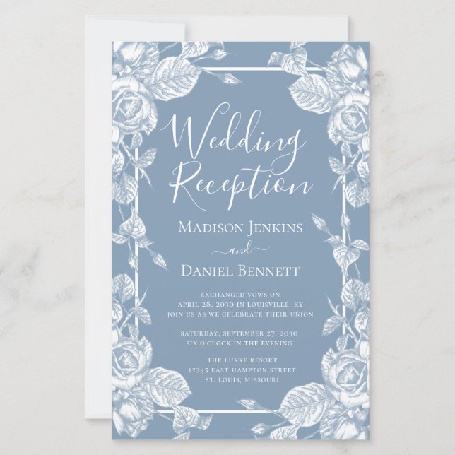 Budget Dusty Blue Floral Wedding Reception (Front)