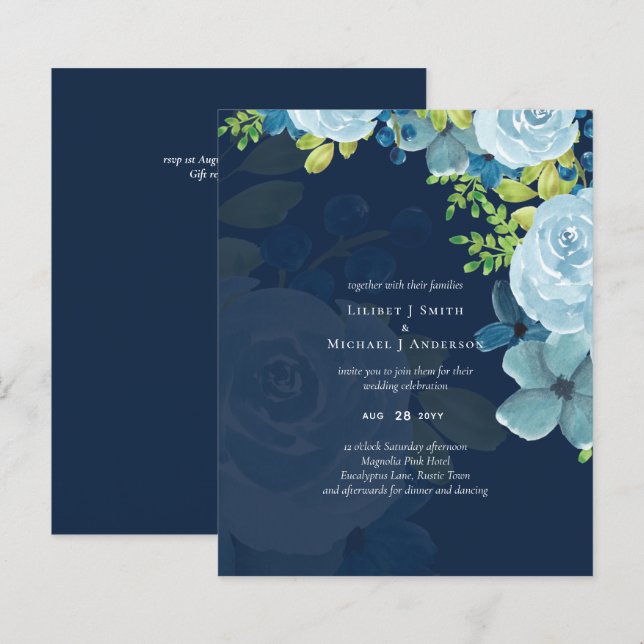 Budget Dusty Blue Flowers Sage Wedding (Front/Back)