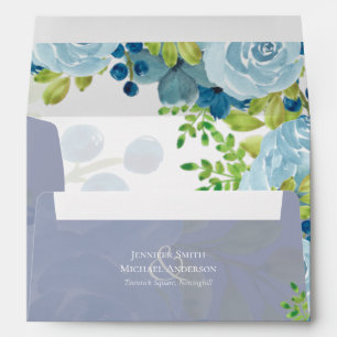 Budget Dusty Blue Flowers Sage Wedding Envelope