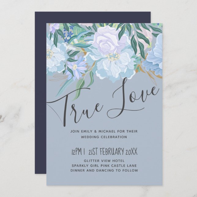 Budget DUSTY BLUE Foliage Wedding (Front/Back)