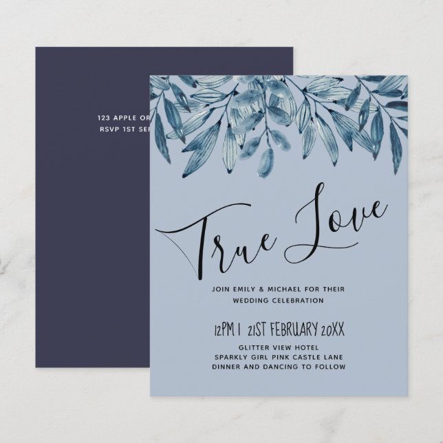 Budget DUSTY BLUE Foliage Wedding (Front/Back)