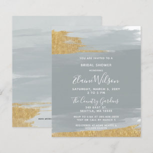 Budget Dusty Blue Gold Bridal Shower Invitation
