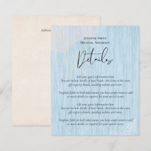 Budget Dusty Blue Gold Wedding Script