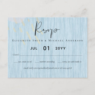 Budget Dusty Blue Gold Wedding Script Postcard