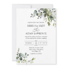 Budget Dusty Blue Greenery Wedding Invitation