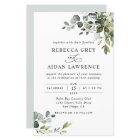 Budget Dusty Blue Greenery Wedding Invitation