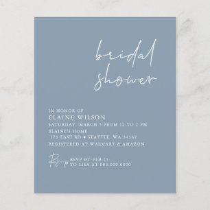 Budget Dusty Blue Modern Bridal Shower Invitation