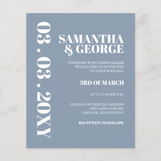 Budget Dusty Blue Modern Wedding Invitation