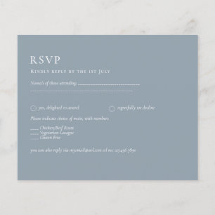 Budget Dusty Blue Monochrome Wedding RSVP Flyer