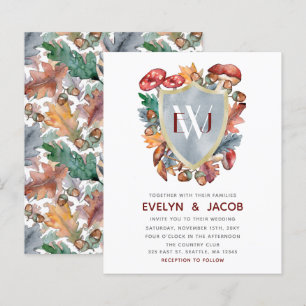 Budget Dusty Blue Mushroom Wedding Invitation