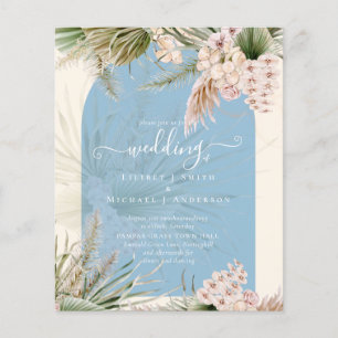 BUDGET Dusty Blue Peach Pampas Grass Wedding Flyer
