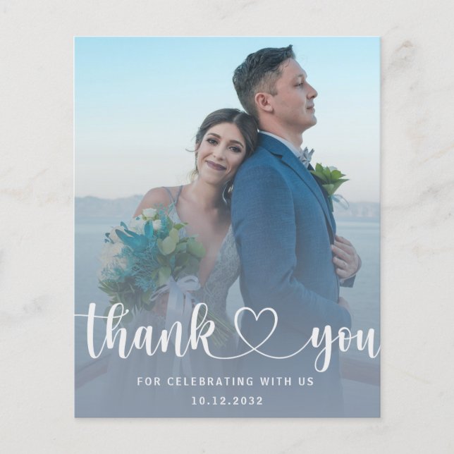 Budget Dusty Blue & Photo Thank you Wedding (Front)